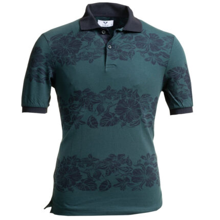 Dark Grey Floral Pattern Mens Slim Fit Polo Shirts - 100% Soft Cotton - Tailored Comfortable Fit - Celino Corp.