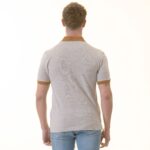 Gray with Mustard Polo Neck Shirt Mens Slim Fit Polo Shirts - 100% Soft Cotton - Tailored Comfortable Fit - Image 4