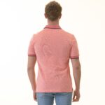 Salmon inside Floral Polo Shirt Mens Slim Fit Polo Shirts - 100% Soft Cotton - Tailored Comfortable Fit - Celino Corp.