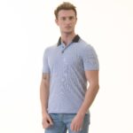 Blue inside Floral Mens Slim Fit Polo Shirts - 100% Soft Cotton - Tailored Comfortable Fit - Image 3