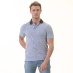 Blue inside Floral Mens Slim Fit Polo Shirts - 100% Soft Cotton - Tailored Comfortable Fit - Image 4