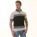 White Black Striped Special Cut Polo Shirt Mens Slim Fit Polo Shirts - 100% Soft Cotton - Tailored Comfortable Fit - Image 3