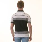 White Black Striped Special Cut Polo Shirt Mens Slim Fit Polo Shirts - 100% Soft Cotton - Tailored Comfortable Fit - Image 4