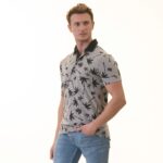 Gray Black Hawaian Mens Slim Fit Polo Shirts - 100% Soft Cotton - Tailored Comfortable Fit - Celino Corp.