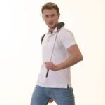 White inside Black Printed Mens Slim Fit Polo Shirts - 100% Soft Cotton - Tailored Comfortable Fit - Image 3