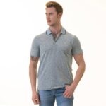 Green inside Polka Dot Mens Slim Fit Polo Shirts - 100% Soft Cotton - Tailored Comfortable Fit - Celino Corp.