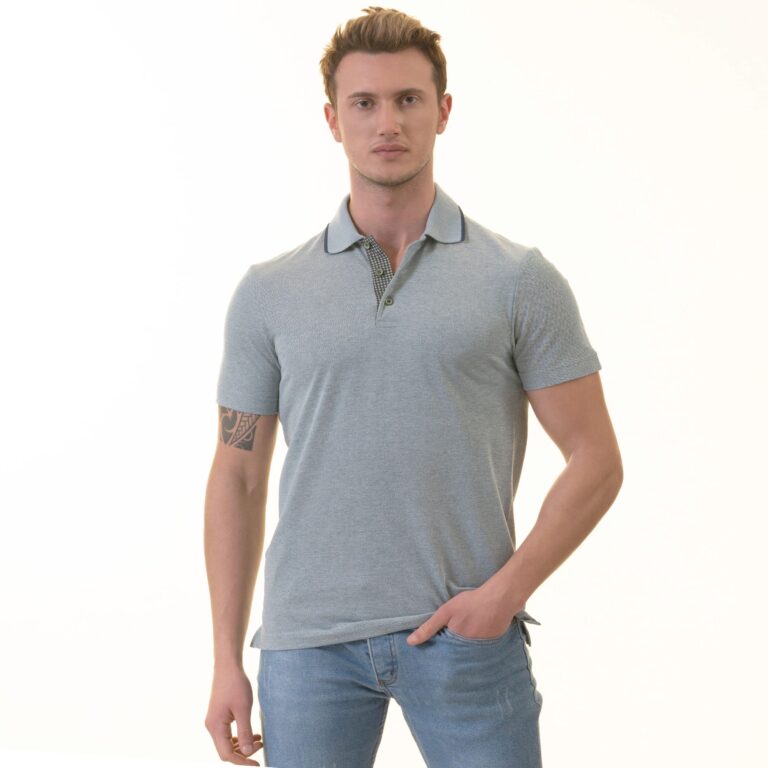 Green inside Polka Dot Mens Slim Fit Polo Shirts - 100% Soft Cotton - Tailored Comfortable Fit - Celino Corp.