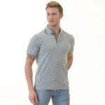 Green inside Polka Dot Mens Slim Fit Polo Shirts - 100% Soft Cotton - Tailored Comfortable Fit - Celino Corp.