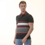 Navy Red Striped Special Cut Polo Shirt Mens Slim Fit Polo Shirts - 100% Soft Cotton - Tailored Comfortable Fit - Image 4