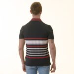 Navy Red Striped Special Cut Polo Shirt Mens Slim Fit Polo Shirts - 100% Soft Cotton - Tailored Comfortable Fit - Image 2