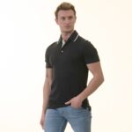 Navy inside Floral Mens Slim Fit Polo Shirts - 100% Soft Cotton - Tailored Comfortable Fit - Image 3