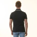Navy inside Floral Mens Slim Fit Polo Shirts - 100% Soft Cotton - Tailored Comfortable Fit - Image 4