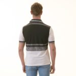 Black Gray Striped Special Cut Mens Slim Fit Polo Shirts - 100% Soft Cotton - Tailored Comfortable Fit - Celino Corp.