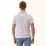 White Striped inside Floral Mens Slim Fit Polo Shirts - 100% Soft Cotton - Tailored Comfortable Fit - Image 2