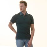 Green inside Checkered Mens Slim Fit Polo Shirts - 100% Soft Cotton - Tailored Comfortable Fit - Celino Corp.
