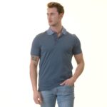 Blue inside Squaral Mens Slim Fit Polo Shirts - 100% Soft Cotton - Tailored Comfortable Fit - Image 3