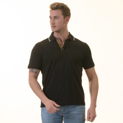 Black inside Honeycomb Mens Slim Fit Polo Shirts - 100% Soft Cotton - Tailored Comfortable Fit