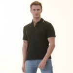 Black inside Honeycomb Mens Slim Fit Polo Shirts - 100% Soft Cotton - Tailored Comfortable Fit - Image 2