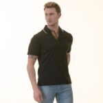 Black inside Honeycomb Mens Slim Fit Polo Shirts - 100% Soft Cotton - Tailored Comfortable Fit - Image 3