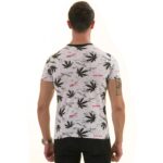 Black Leaves Printed on White European Made Premium Quality T-Shirt - Crew Neck Short Sleeve T-Shirts - Celino Corp.