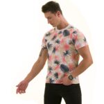 Gray Beige Laves Hawaiian European Made Premium Quality T-Shirt - Crew Neck Short Sleeve T-Shirts - Image 3