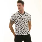 Black Palm Trees on White European Made Premium Quality T-Shirt - Crew Neck Short Sleeve T-Shirts - Image 2