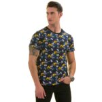 Navy with Palm Trees European Made Premium Quality T-Shirt - Crew Neck Short Sleeve T-Shirts - Image 2