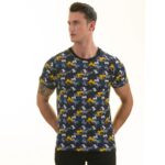 Navy with Palm Trees European Made Premium Quality T-Shirt - Crew Neck Short Sleeve T-Shirts