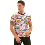 Colorful Cartoon Printed European Made Premium Quality T-Shirt - Crew Neck Short Sleeve T-Shirts - Image 2