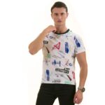 Black White Printed European Made Premium Quality T-Shirt - Crew Neck Short Sleeve T-Shirts - Image 2