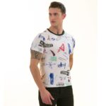 Black White Printed European Made Premium Quality T-Shirt - Crew Neck Short Sleeve T-Shirts - Image 3