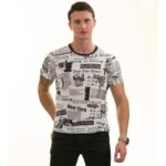 Black and White Printed Words T Shirt | European Made Premium Quality - Crew Neck Short Sleeve T-Shirts - Image 2