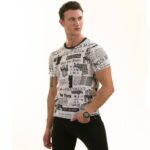 Black and White Printed Words T Shirt | European Made Premium Quality - Crew Neck Short Sleeve T-Shirts - Image 3