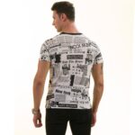 Black and White Printed Words T Shirt | European Made Premium Quality - Crew Neck Short Sleeve T-Shirts - Image 4