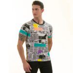 Newspaper Printed White European Made Premium Quality T-Shirt - Crew Neck Short Sleeve T-Shirts - Image 2
