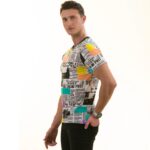 Newspaper Printed White European Made Premium Quality T-Shirt - Crew Neck Short Sleeve T-Shirts - Image 3