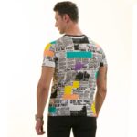 Newspaper Printed White European Made Premium Quality T-Shirt - Crew Neck Short Sleeve T-Shirts - Image 4