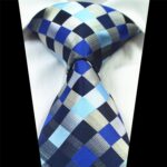 Celino Blue Black Check 100% Woven Silk Tie for Men Necktie Premium Turkey Made