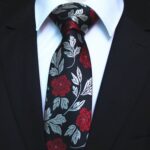 Celino Men's Neck Tie Premium European Made with Gift Box[Black Red Floral] - Celino Corp.