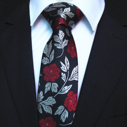 Celino Men's Neck Tie Premium European Made with Gift Box[Black Red Floral] - Celino Corp.