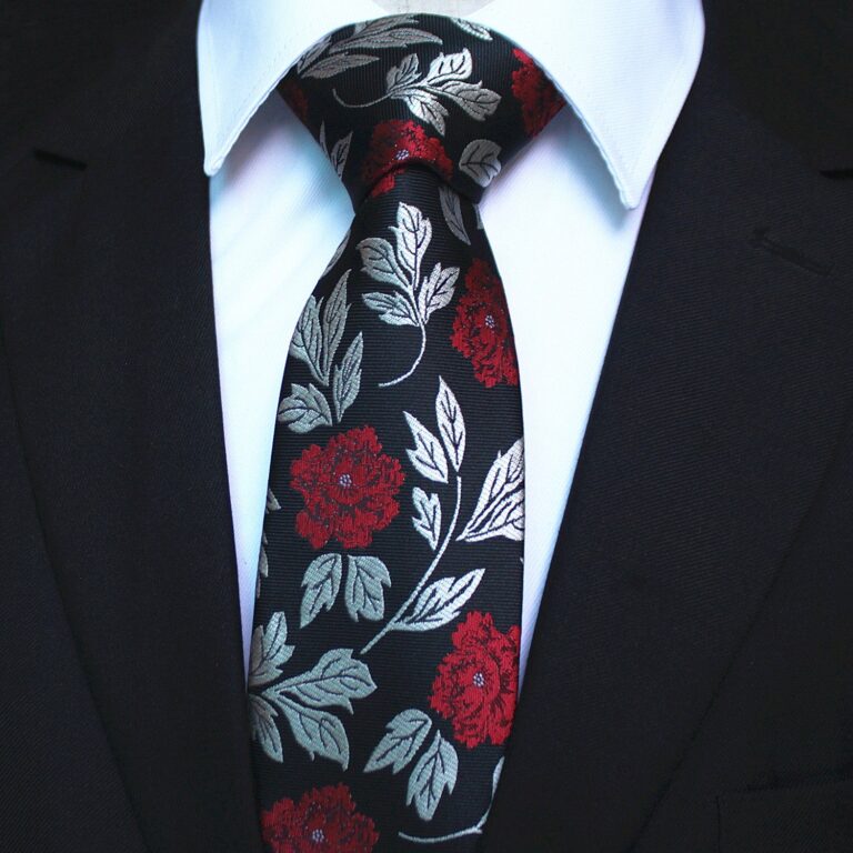 Celino Men's Neck Tie Premium European Made with Gift Box[Black Red Floral] - Celino Corp.