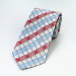 Celino Turquoise Red White Squares 100% Woven Silk Men's Tie Necktie Turkey Made - Image 2