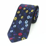 Celino Dark Blue Floral 100% Woven Silk Tie for Men Necktie Premium Turkey Made - Celino Corp.