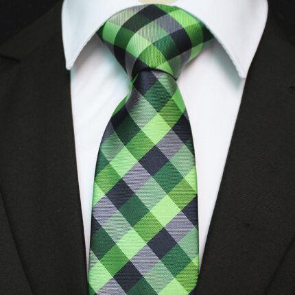 Celino Men's Neck Tie Premium European Made with Gift Box[Green Check]