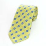 Celino Yellow Blue Floral 100% Woven Silk Men's Tie Necktie Premium Turkey Made - Image 2