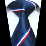 Celino Blue White Red Stripe 100% Woven Silk Tie for Men Necktie Turkey Made