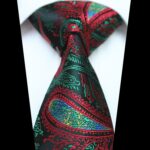 Celino Green Red Paisley 100% Woven Silk Men's Tie Necktie Premium Turkey Made