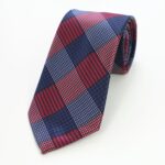 Celino Red Blue Check 100% Woven Silk Men's Tie Necktie Premium Turkey Made - Image 2