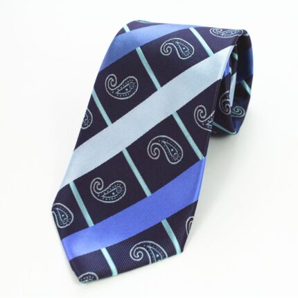 Celino Blue Paisley 100% Woven Silk Tie for Men Necktie Premium Turkey Made