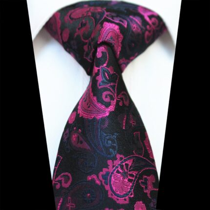 Celino Black Pink Paisley 100% Woven Silk Men's Tie Necktie Premium Turkey Made - Celino Corp.